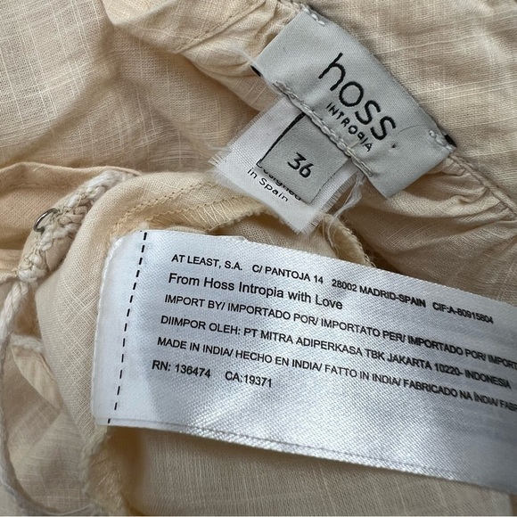 Hoss Intropia Beige Peplum Sheer Embroidered Tassel Blouse Shirt Top FR3 US 6 - Picture 9 of 10